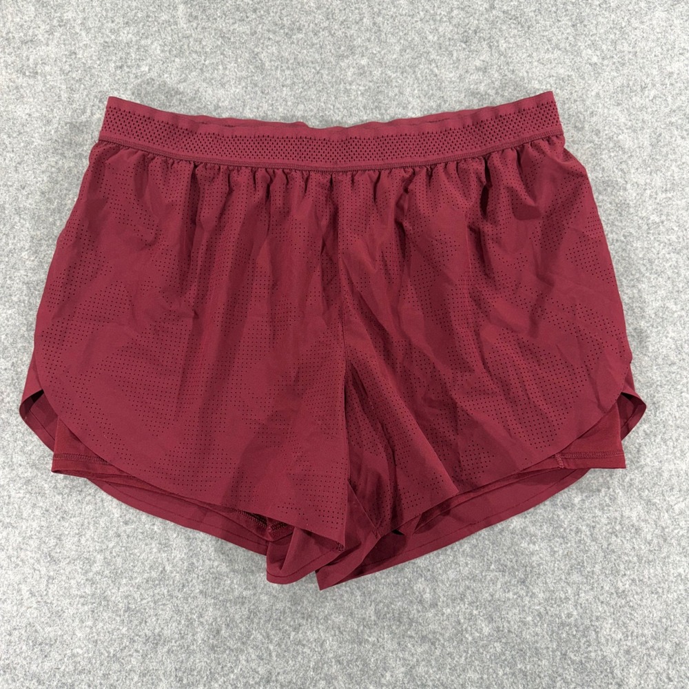 Avia Womens XL Burgundy Red 2-in-1 Perforated Running Shorts